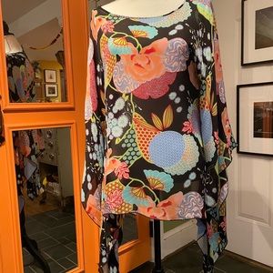 J. Peterman silk flowy blouse - size XS/S